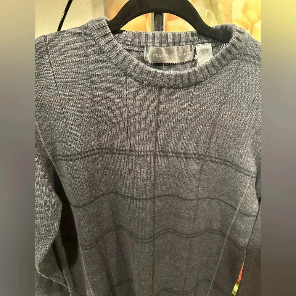 Oscar De La Renta Sweater Gray Blue Long Sleeve size M - Picture 8 of 13